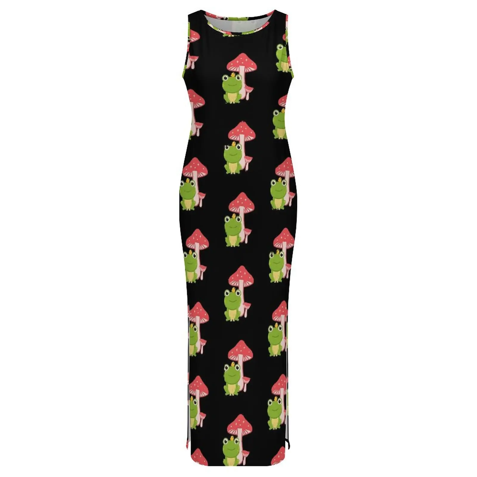 Leuke Paddestoel Kikker Bodycon Jurk Zomer Kawaii Dier Elegante Maxi Jurken Dames Mouwloze Grafische Casual Y2k Jurk Groot Formaat