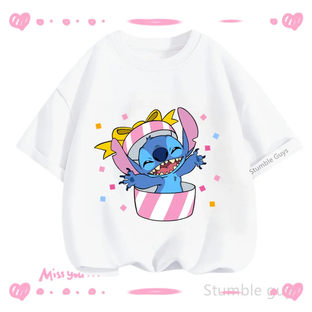 3-14Y أطفال تيشيرت صيفي بنين بنات Kawaii غرزة ديزني النيون لهجة عادية كم قصير ملابس رياضية جيرسي الملابس
