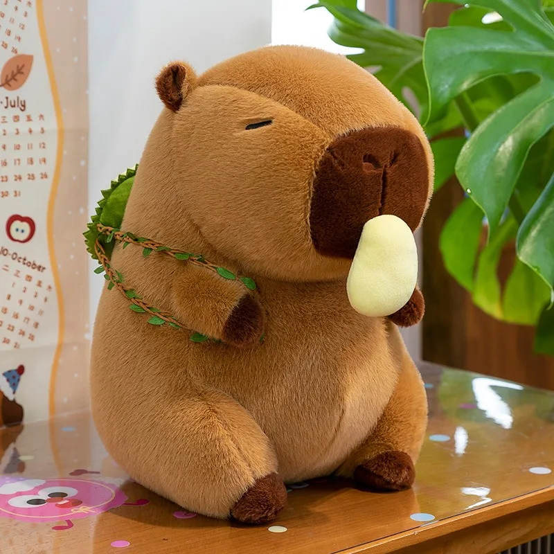 Kawaii Capybara Backpack Durian Plush Toy Fruit Cavy Stuffed Doll Pillow Cute Plushie Kids Birthday Gift for Children Soft Toy