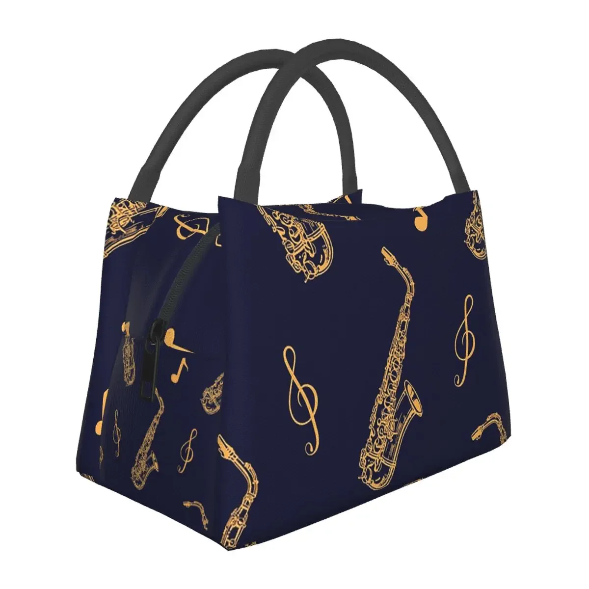 Musical Saxophone Pattern Lunch Bags Insulated Bento Box Waterproof Lunch Tote Picnic Bags Cooler Thermal Bag for Woman Girl