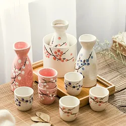 Japanese-Style Underglaze Snowflake Ceramic Sake Set, Wine Pot, Wine Warmer, Red Wine, Liquor Dispenser