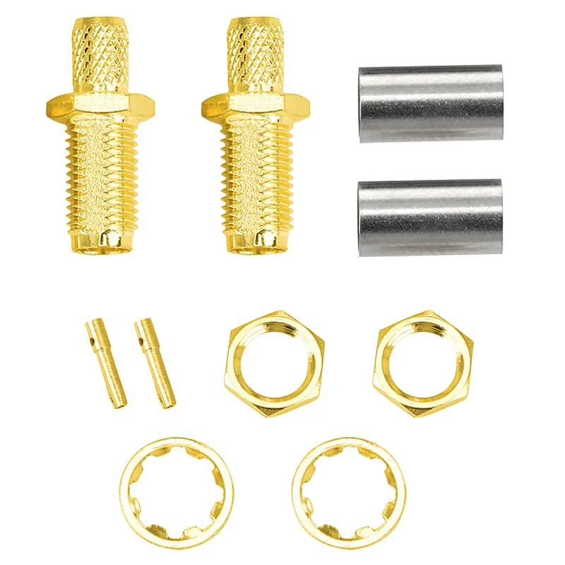 RP-SMA-KY-3 Male / SMA-KY-3 Female Jack Bulkhead Crimp RF Coaxial Connector for RG58 RG142 SYV50-3 Cable Wire Terminal