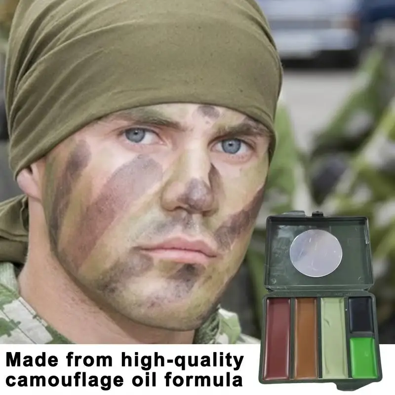 Pintura facial de camuflaje para hombres y mujeres, equipo de entrenamiento militar al aire libre, equipo de fútbol y caza, 5 colores