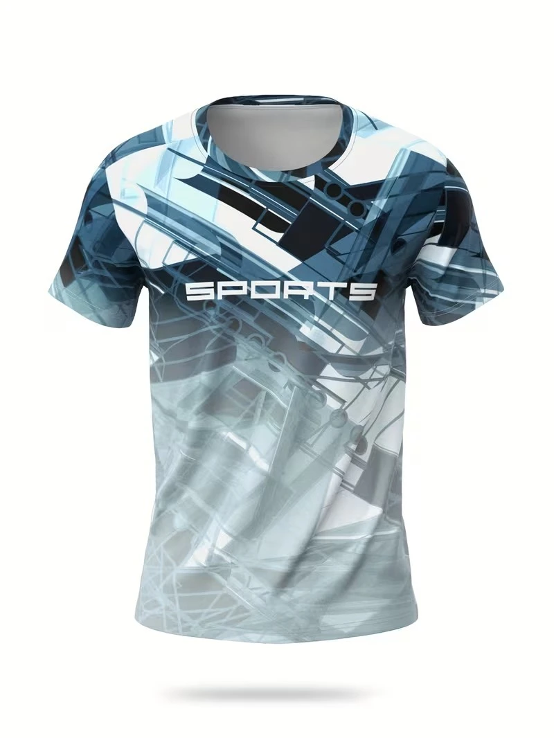 2026 New Men's Athletic T-Shirt Quick Dry Breathable Sports Tee Honeycomb Print Color Block Crew Neck Top Gym Running Clothing