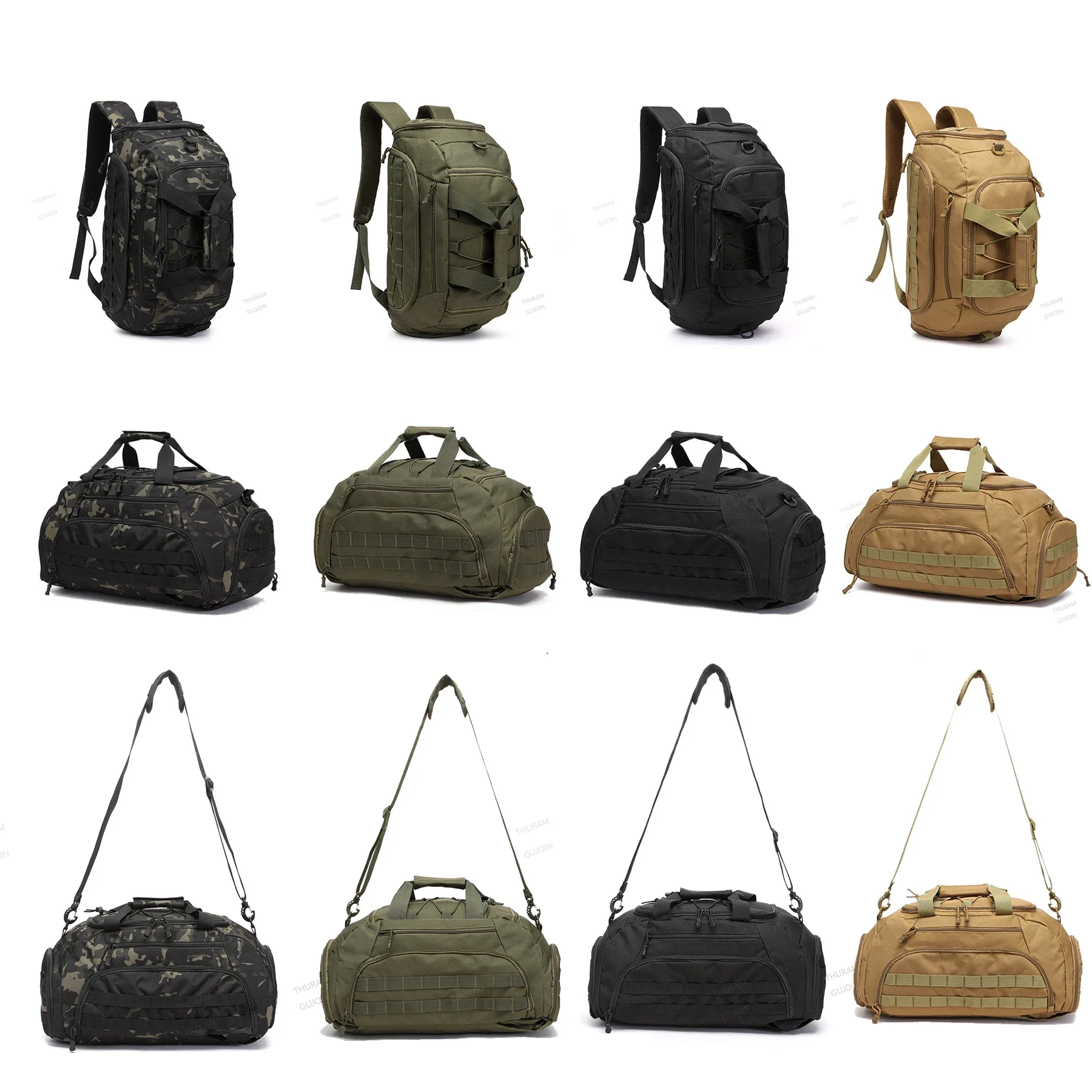 Tactical Gym Backpack with Shoe Compartment Convertible 3-in-1 Duffel Sling Bag for Men Women Weekender Overnight Travel Bag sac