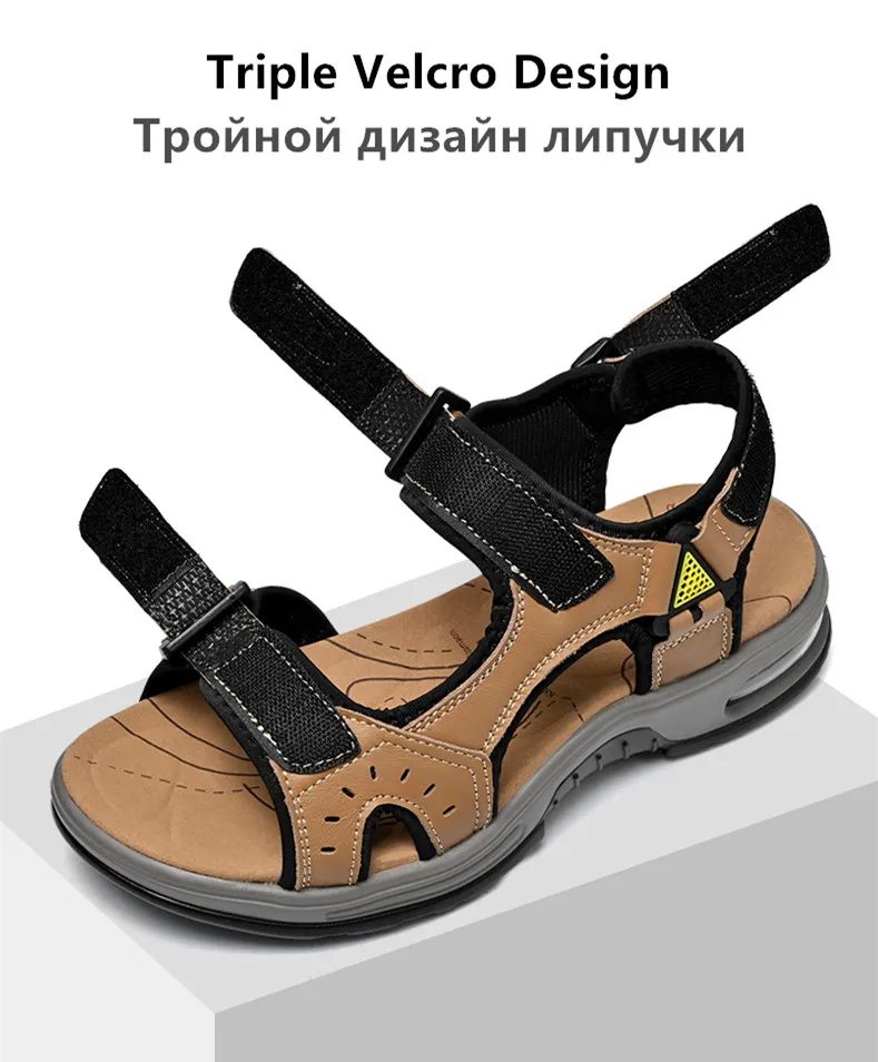 Neue Sommer Echtes Leder Männer Sandalen Mode-Design Atmungsaktive Casual Schuhe Männer Weichen Boden Outdoor Strand Sandalen Große Größe 46 – Detail 3
