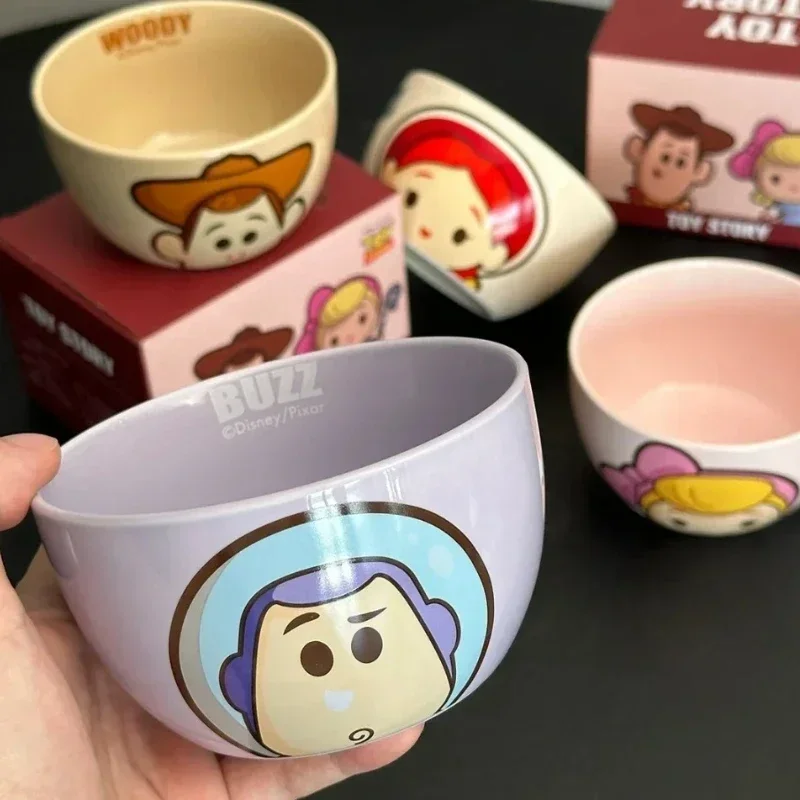 Disney Toy Story Cute  Bowl For Rice And Soup Ceramic Tableware Set Cartoon Home Rice Bowl Gift Box With Hand Gift Wholesal