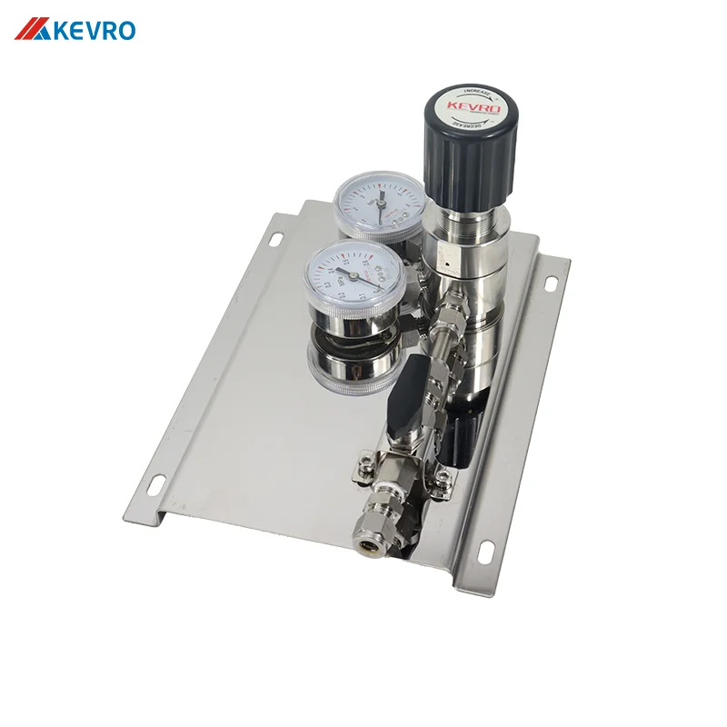 Regolatore di Pressione Pneumatico Unidirezionale con Pannello di Controllo e Valvola a Sfera in Materiale SS316, 1/4 Pollici, Pressione Selezionabile su Un Lato