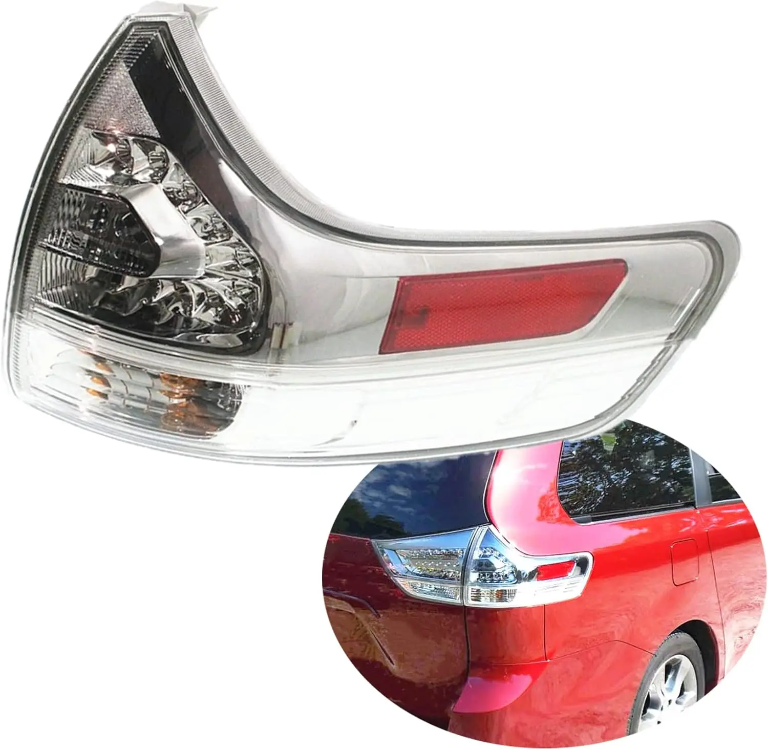 

1-Pack Rear Right Tail Light Brake Lamp Assembly Replacement for Sienna 2011-2015 Outer Passenger Side