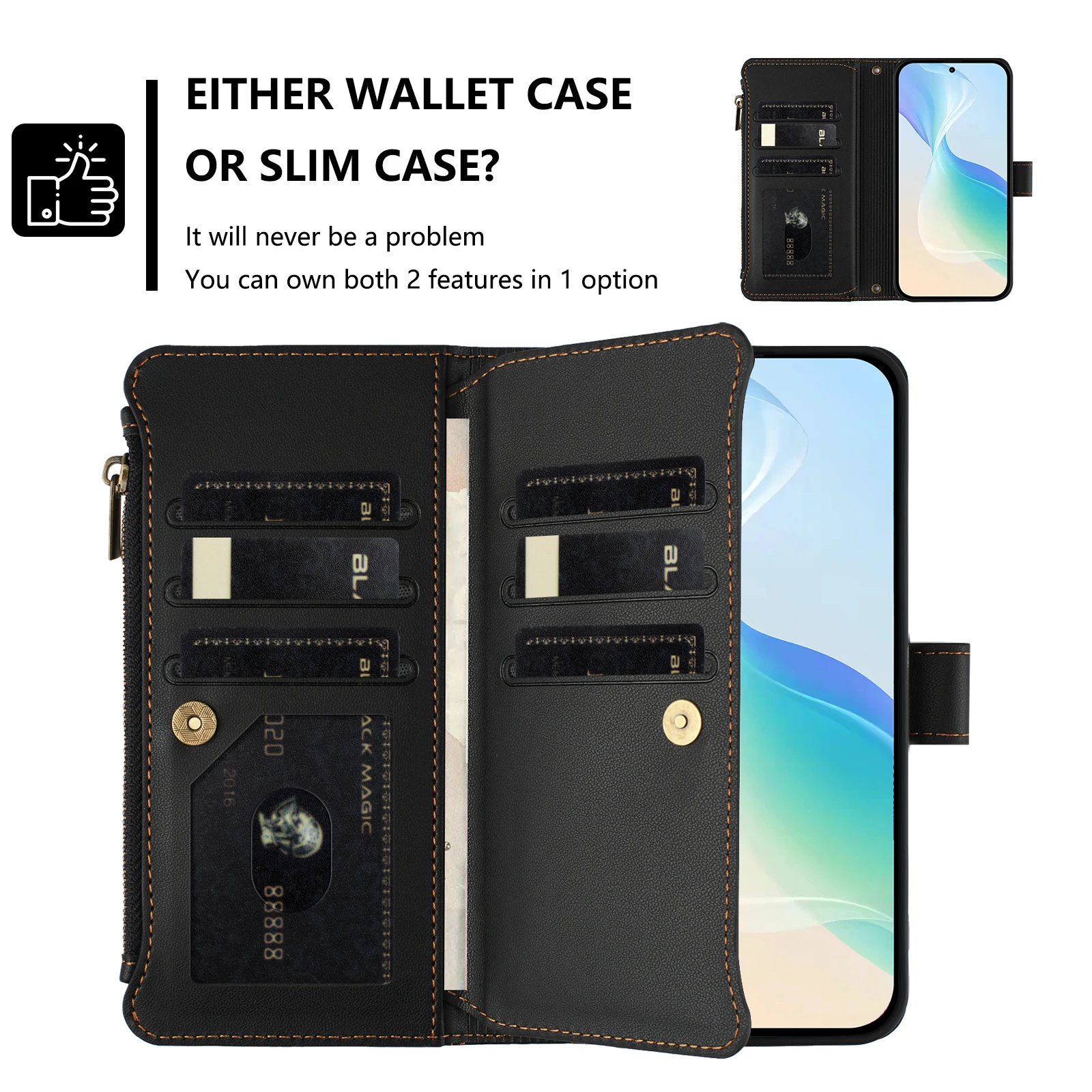 Zipper Wallet Phone Case For HMD Pulse Nokia C300 C32 C30 G400 G310 G42 X30 Magnetic 9 Card Slots Funda Book Flip Leather Cover - view 6