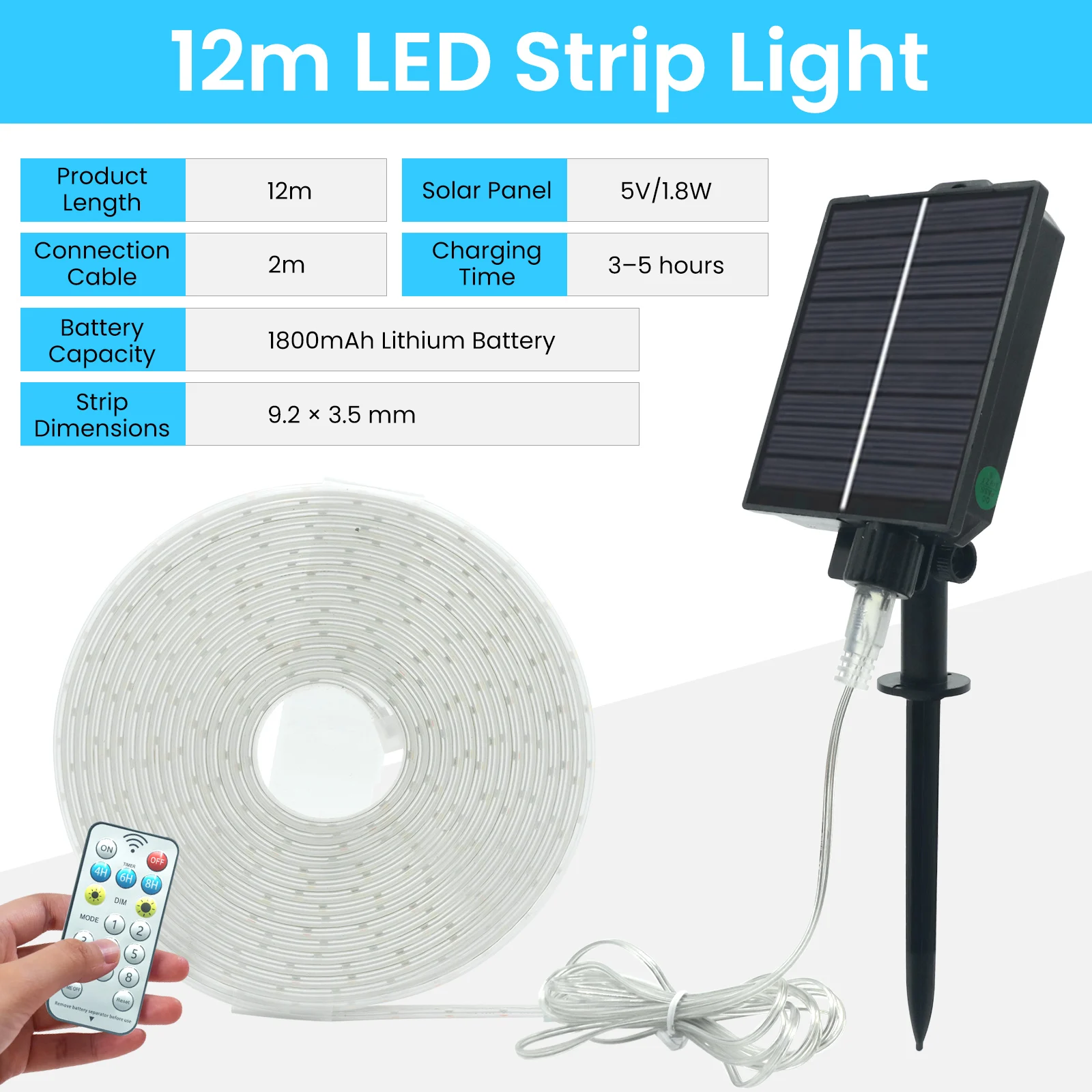 SMD2835 Solar LED Light Strip 5M/10M/15M/20M/30M Flexible Waterproof Rope Tape Diode Outdoor Courtyard Wall Lighting Ribbon Lamp