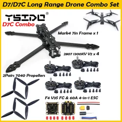 MARK4 7inch 295mm Wheelbase Carbon Fiber Frame 5mm Arm 2807 1300KV Brushless Motor 7inch propeller For FPV 7