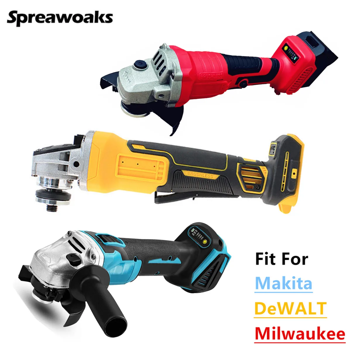 

Brushless Angle Grinder 3 Gears 125mm Cordless Grinding Cutting Power Tools Fits For DeWALT/Milwaukee/Makita 18V 20V battery