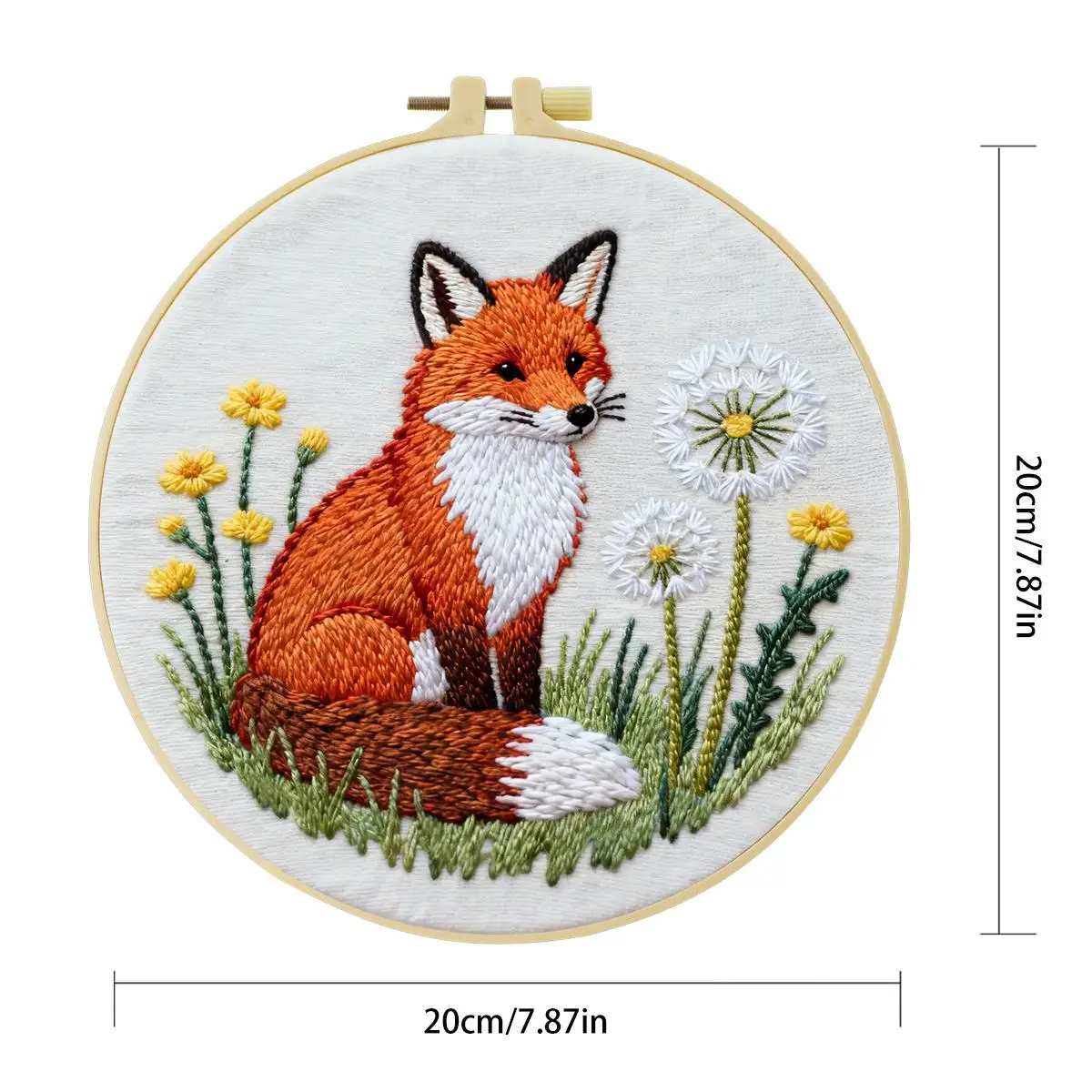 1 Stück 20X20CM/15X15CM 7,87/6,3 Zoll Tier - Fuchs Stickerei Starter-Kit DIY-Kit DIY-Stickerei-Set Handarbeiten Malerei – Detail 4
