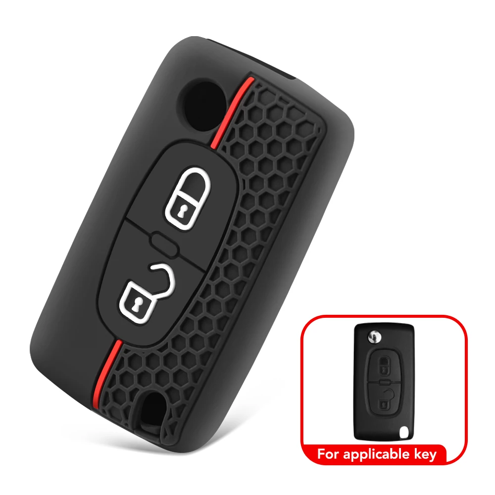 Silicone Car Flip Key Case Cover for Peugeot 107 207 307 308 407 607 3008 5008 for Citroen Xsara Picasso C5 C6 C8