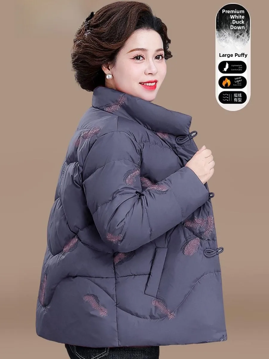 

Модная короткая пуховая куртка в национальном стиле, женское хлопковое пальто, верхняя одежда для женщин среднего и старшего возраста, зимняя одежда