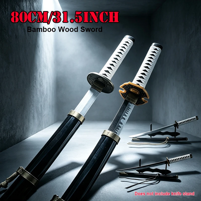 80CM Non‑Sharp Katanas Bamboo‑Wood Spear Prop Inverted Spear of Heaven Cosplay Accessory Halloween Role Play Party Toy Gift