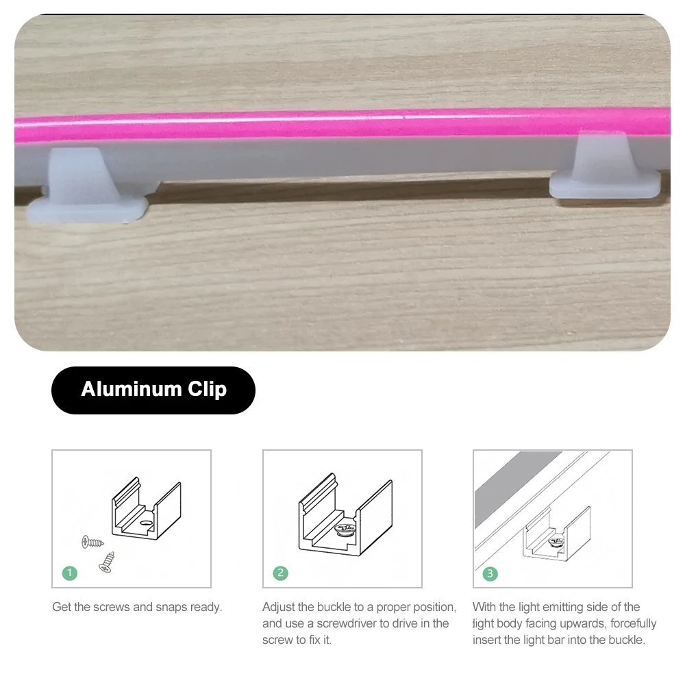 Conector LED Strip Clip para fixação, 6mm, 8mm, 12mm, 220V, fivela de plástico COB, acessórios flexíveis, luz de néon, alta qualidade, 2835