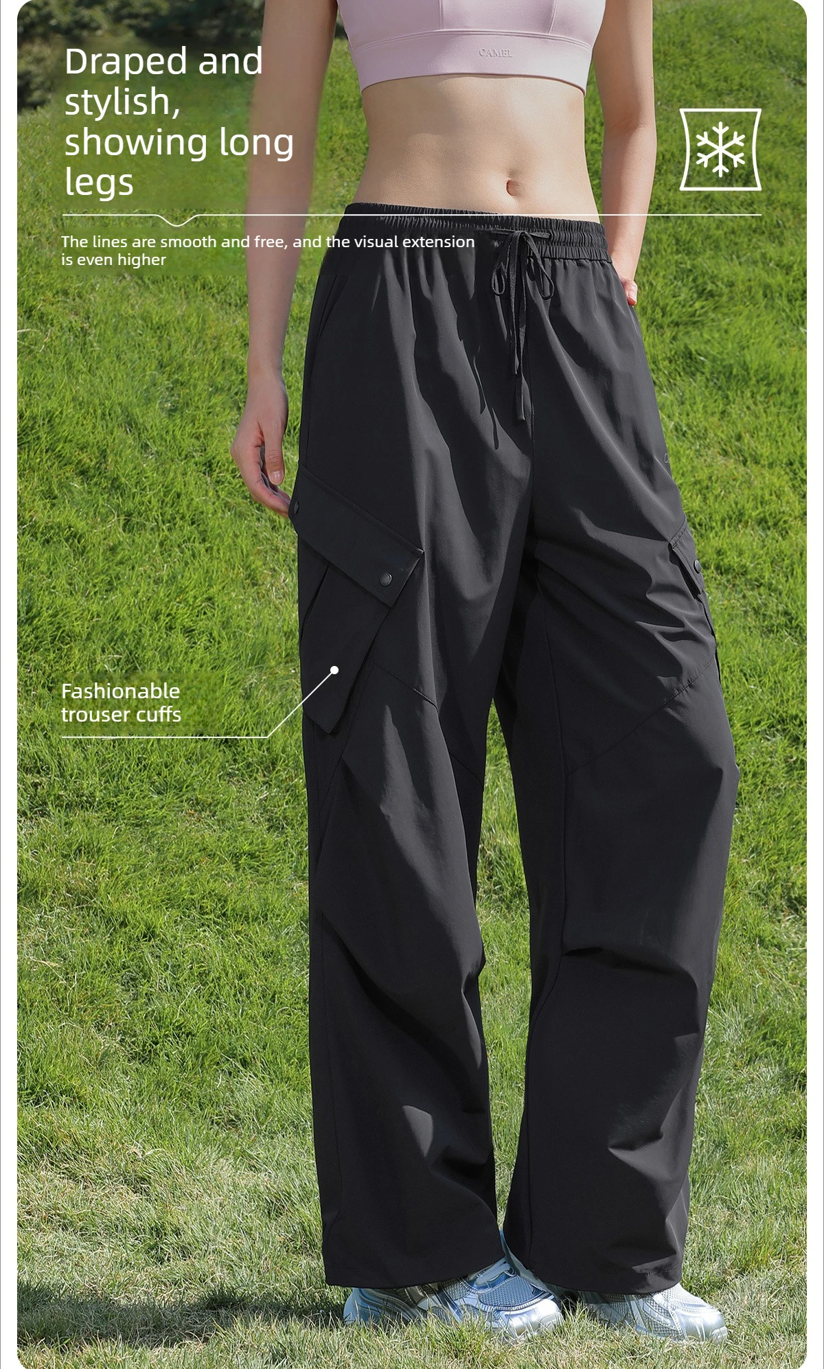 Golden Camel Women's Hiking Pant 2026 Summer Outdoor Sunscreen Ventilate Waterproof Paratrooper Pants Mountaineering Long Pants