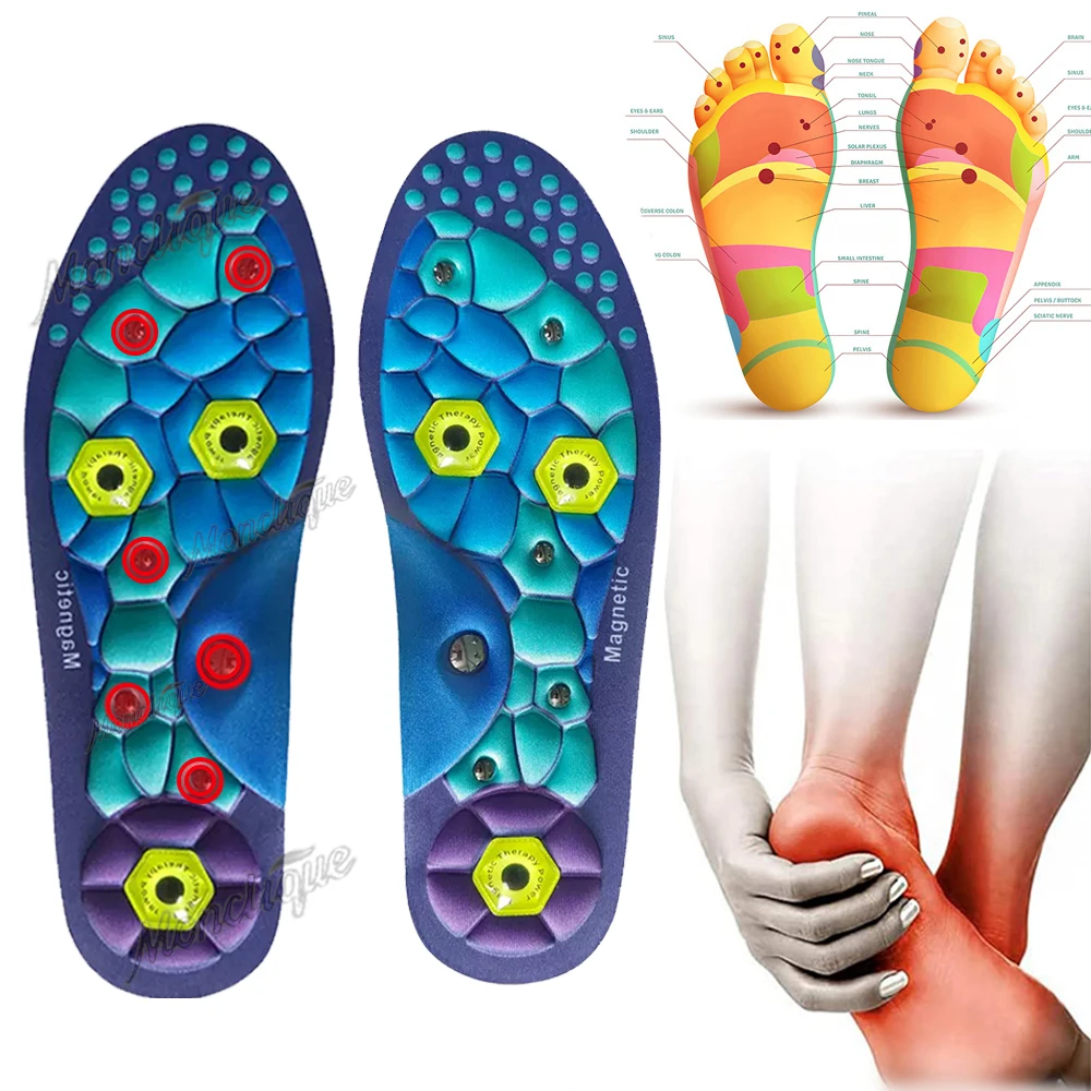 

Магнитная массажная стелька, поддержка свода стопы, ортопедическая вставка для акупрессуры, ортопедическая подушечка унисекс для бега, зимняя дышащая спортивная стелька