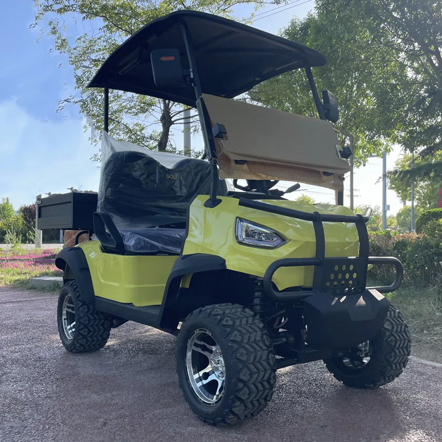 Golf Cart Off Road Tire 2 Seater Electric Golf Cart 4 Wheel Drive Rear Cargo Box Disc Brake New Energy Electric Four-Wheel Car