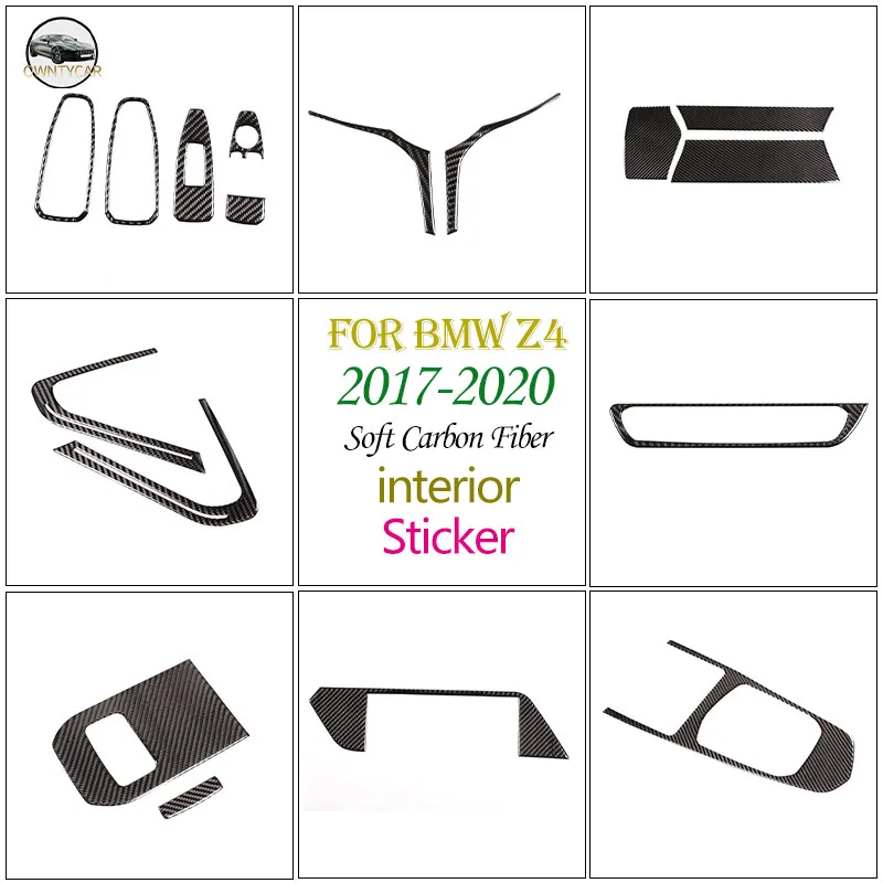 

For BMW Z4 G29 2017-2020 Car Steering Wheel Glass Lift Switch Center Console Control Panel Navigation Cover Sticker Accessories