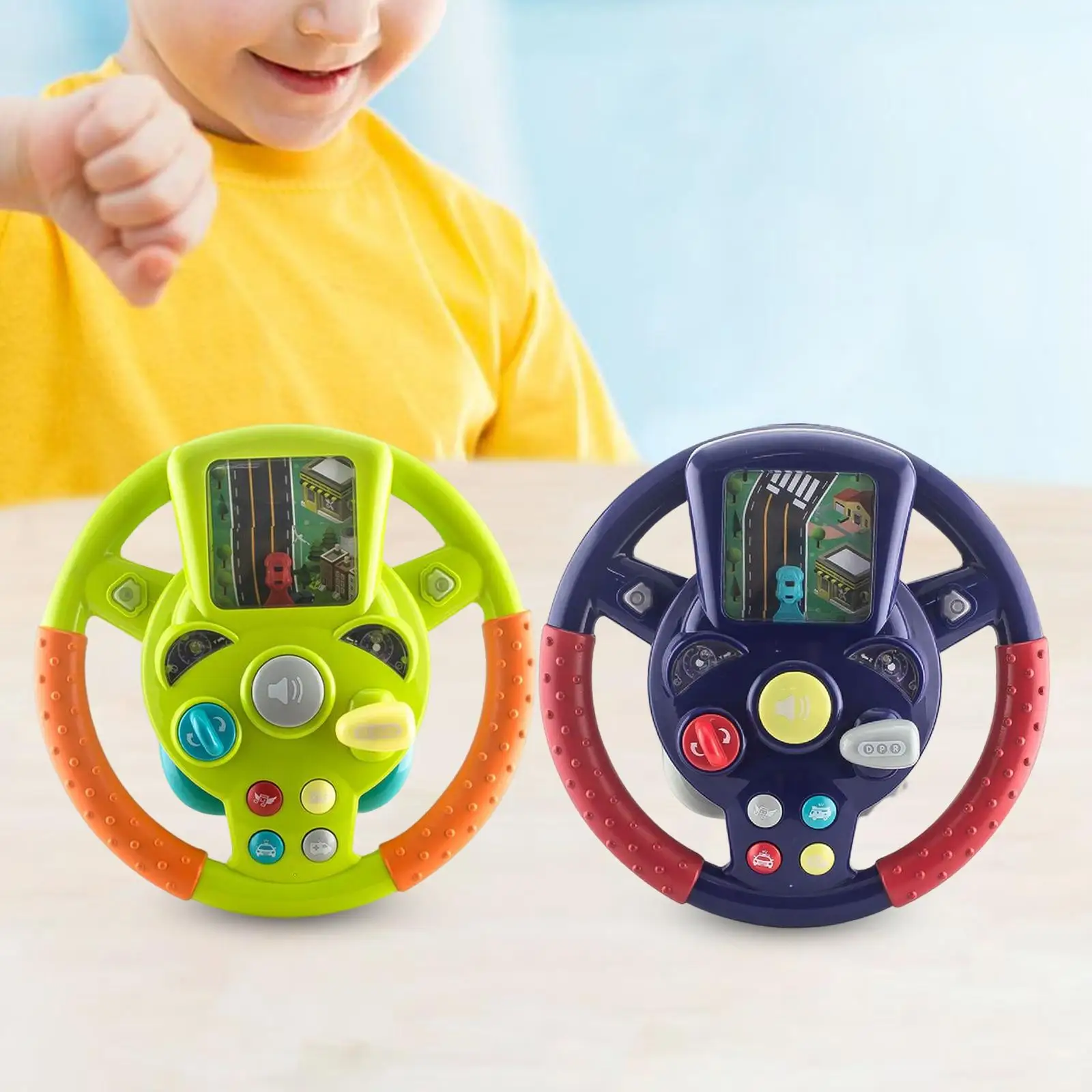 Eletric Steering Wheel Toy with Light and Music Driver Fun Activity Educational