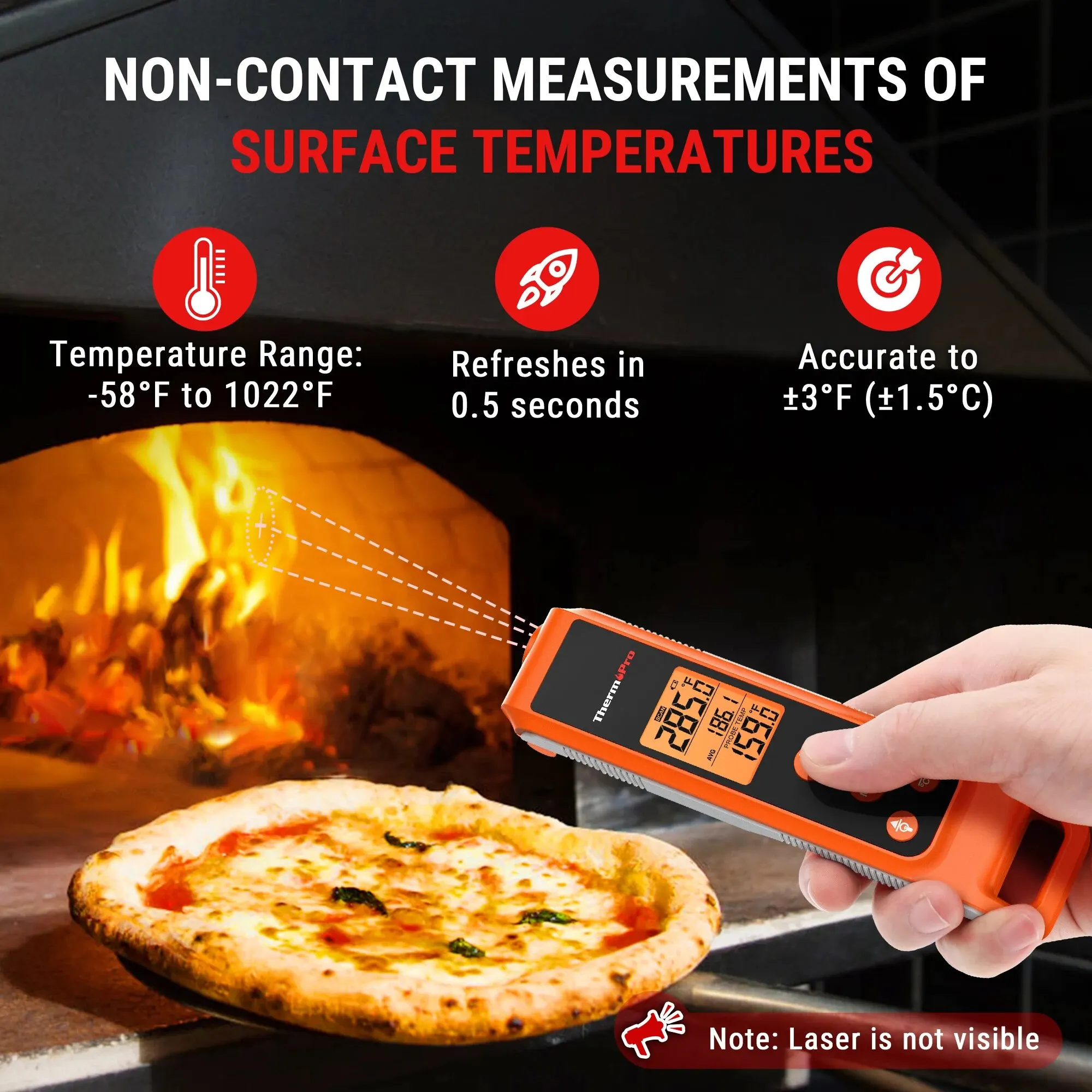 ThermoPro TP420 Two-in-One Digital Foldaway Fast Reading Infrared Meat Thermometer with Backlight for Kitchen Cooking