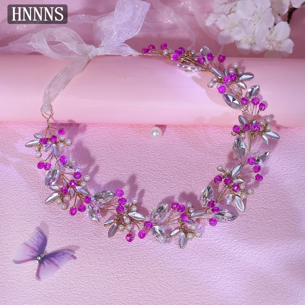 

HNNNS Handmade Bride Wedding Hairband Crystal Leaf Hair Vine Cute And Sweet Hair Accessories Jewelry Headdress Hair Hoop A338
