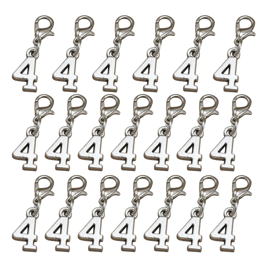 

20 Pcs Lobster Buckle Earrings Silver Jewelry Charm Alloy Charms for Making Claw Clasp Metal Number Pendant
