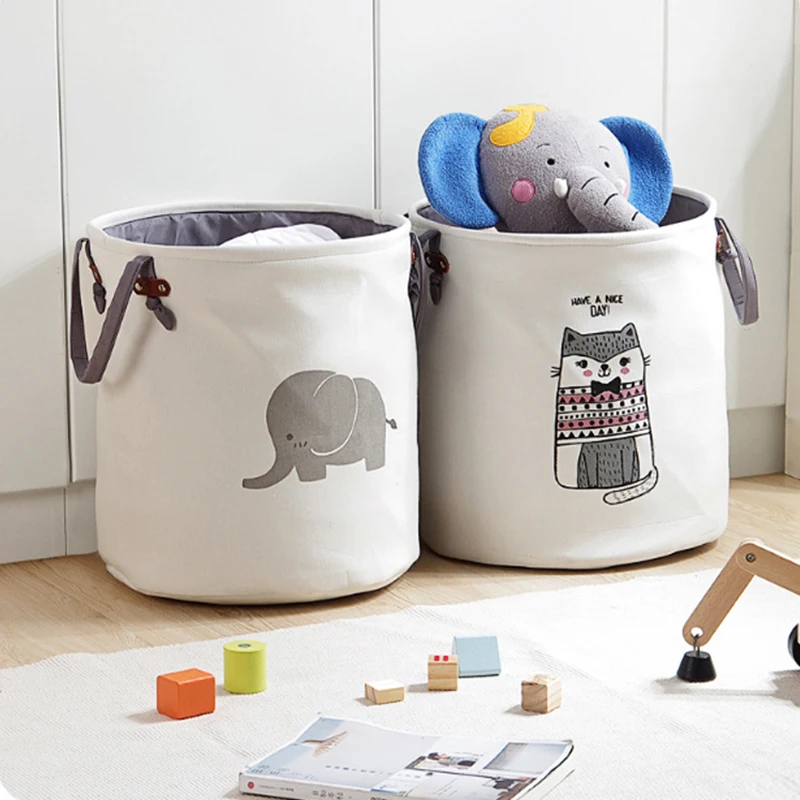 Washing Dirty Clothes Laundry Basket Thicken Canvas Baby Toy Hamper Bin Storage Bag Box Fabric Waterproof Laundry Folding Bag