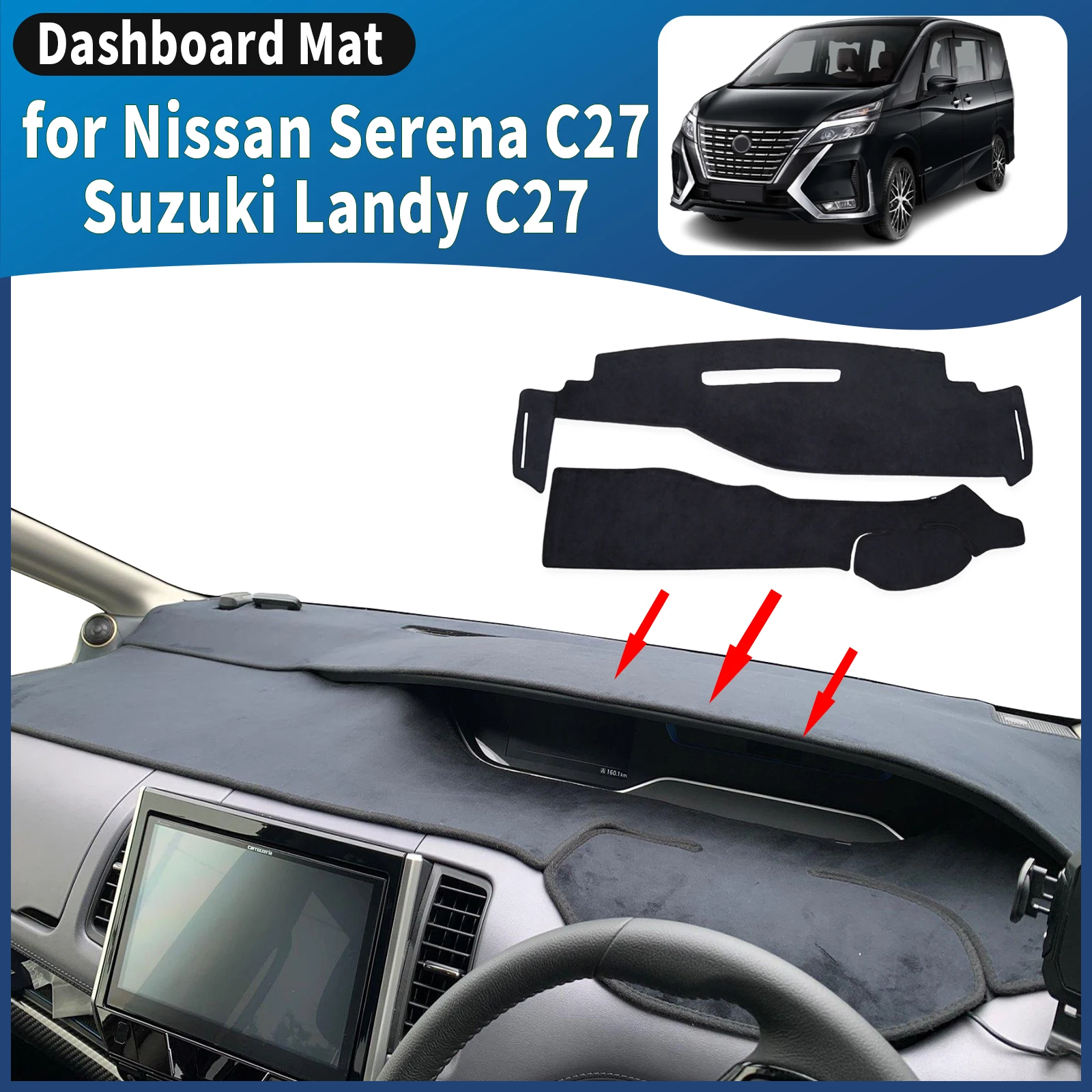 

Подходит для Nissan Serena C27 2016-2022 Suzuki Landy, автомобильный коврик для приборной панели, накладка на приборную панель, солнцезащитный козырек, аксессуары, защитный ковер