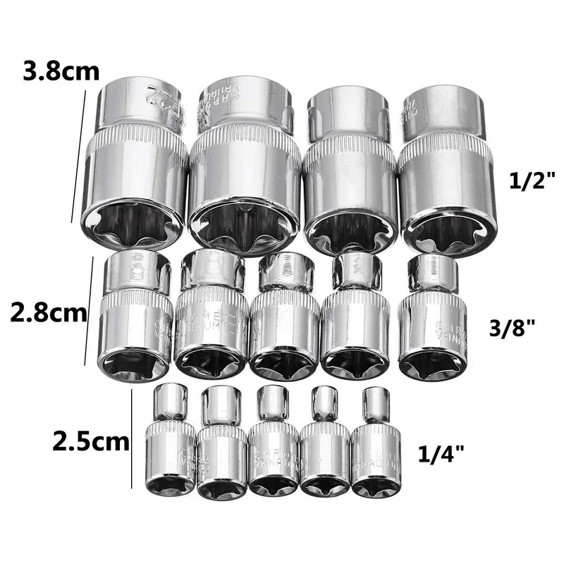 Imagem -02 - Fêmea Torx Bit Star-shaped Socket Grupo Ferramenta de Reparo de Carro Drive E4-e24 Mm24 mm Pcs Pcs 14 Pcs