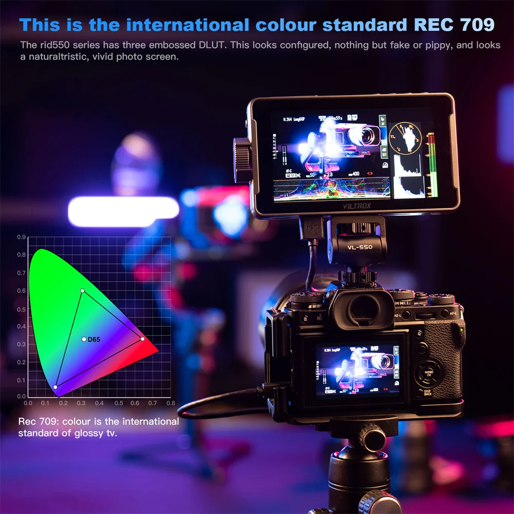 VILTROX DC-550 Pro 5.5인치 1200니트 4K 10비트 필드 모니터 터치스크린 3D LUT 노출 초점 보조 VILTROX 카메라 모니터