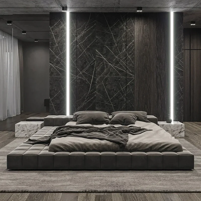 

Modern Fashionable Bed Hotel Minimalist Tatami Wedding Confortable Bed Quality Aesthetics Confortable Cama Casal Beds Furniture