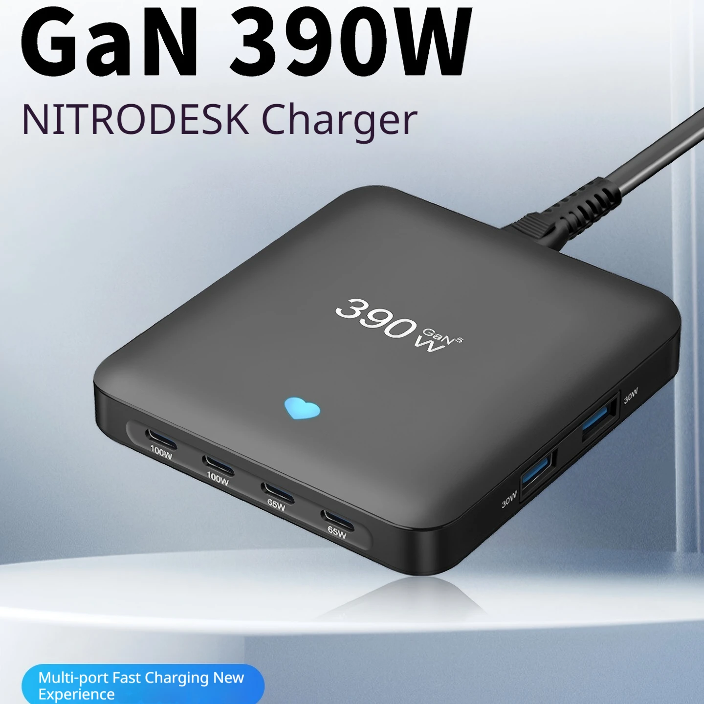 390w-ganデスクトップ充電ステーション、65w-pdマルチポートusbハブ（スマホ、タブレット、ノートパソコン対応）、iphone、huawei、xiaomi用uk-eu-au-usプラグ