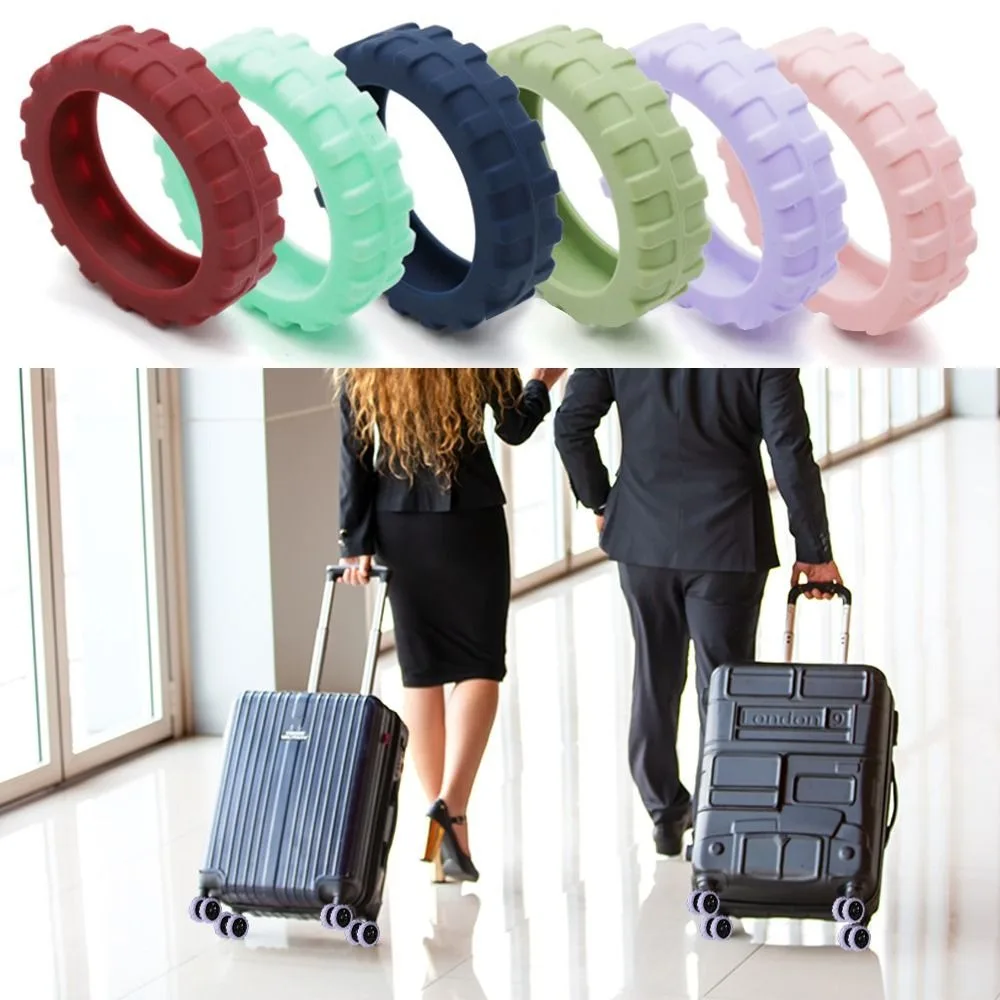8PCS/Set Silicone Travel Luggage Caster Shoes with Silent Sound Suitcase Parts Axles Suitcase Wheels Protection Cover