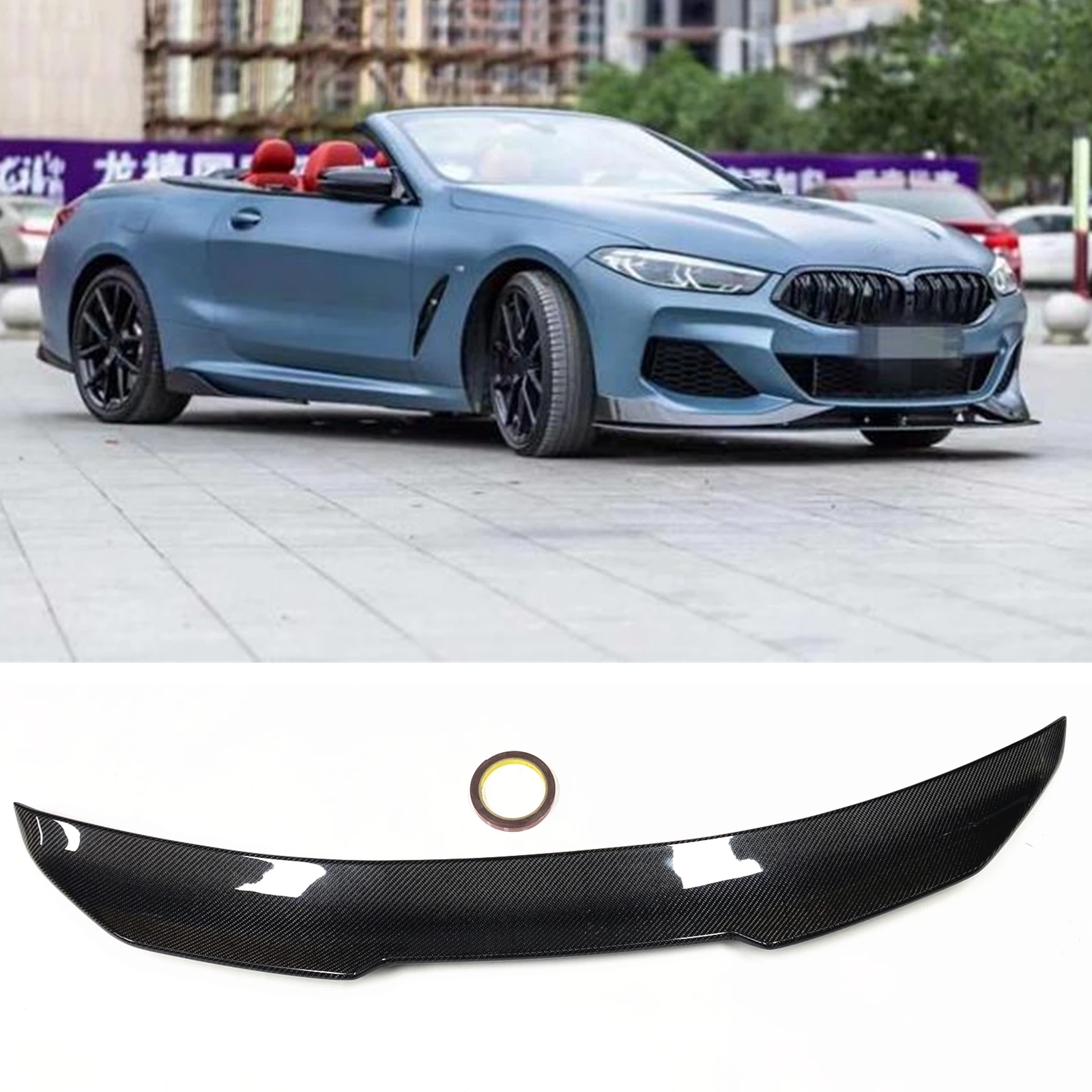 Carbon Fiber Rear Trunk Wing Lip Spoiler Splitter For BMW 8 Series G14 F91 M8 840i Convertible 2019-2023 PSM Style