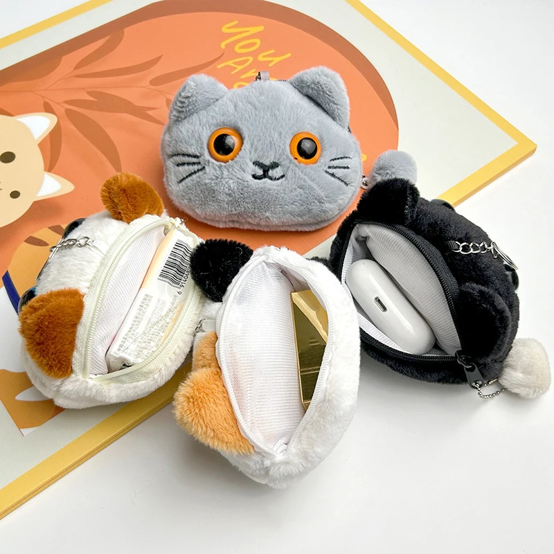 Nuovo gatto creativo Anime peluche portamonete moda Kawaii Mini portamonete rotondo borse del fumetto ciondolo organizzatore per cuffie