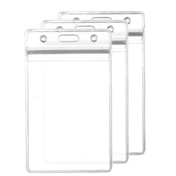 10Pcs Transparent Waterproof Work Exhibition ID Card Holder Nurse Student Vinyl Plastic Clears Badge Holder Name Tag Case