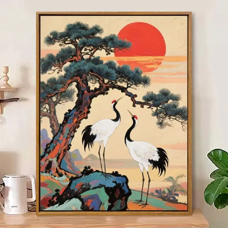 

Современный набор для вышивания крестиком: дизайн «Журавль долголетия», алмазная мозаика ручной работы, простой и элегантный стиль