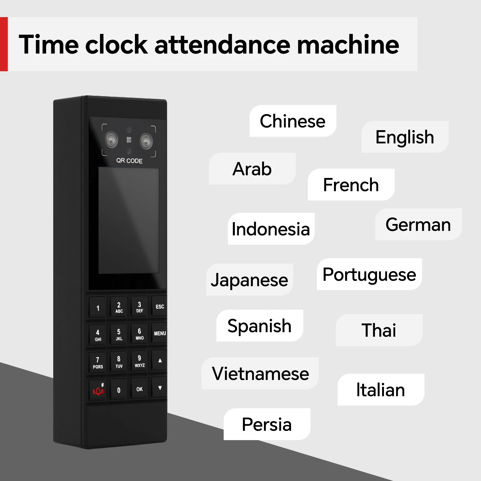 Kontrola dostępu i rejestracja czasu pracy M210-BLACK01 z rozpoznawaniem żył dłoni, zarządzanie przez aplikację, budynki biurowe, eksport danych przez USB.
