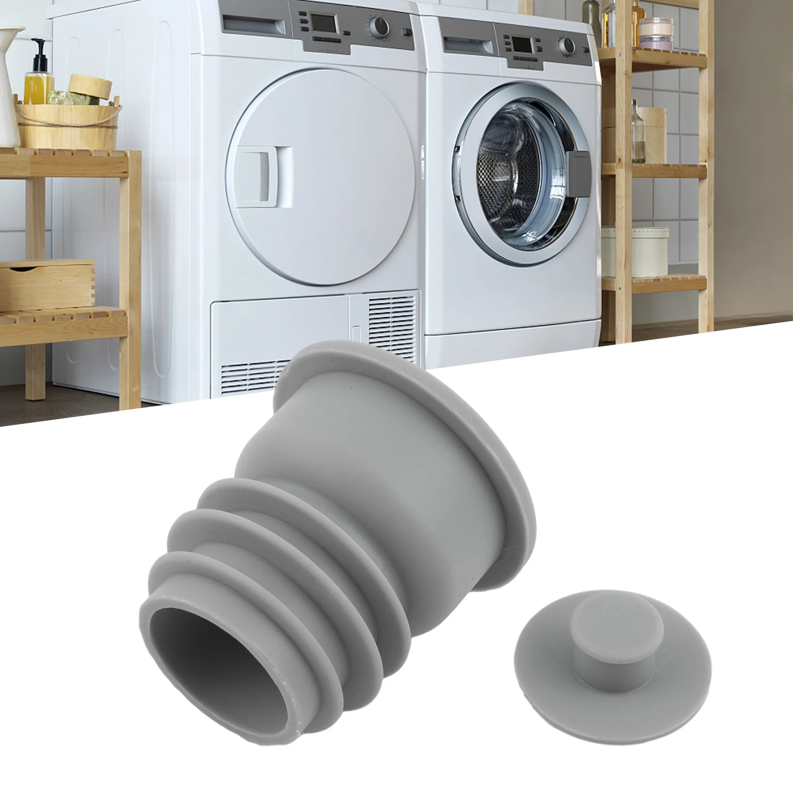 1Pcs 1.77~1.97inch Gray Silicone Pipe Seal Washing Machine  Drain Pipe Seal Deodorant Seal Pipe
