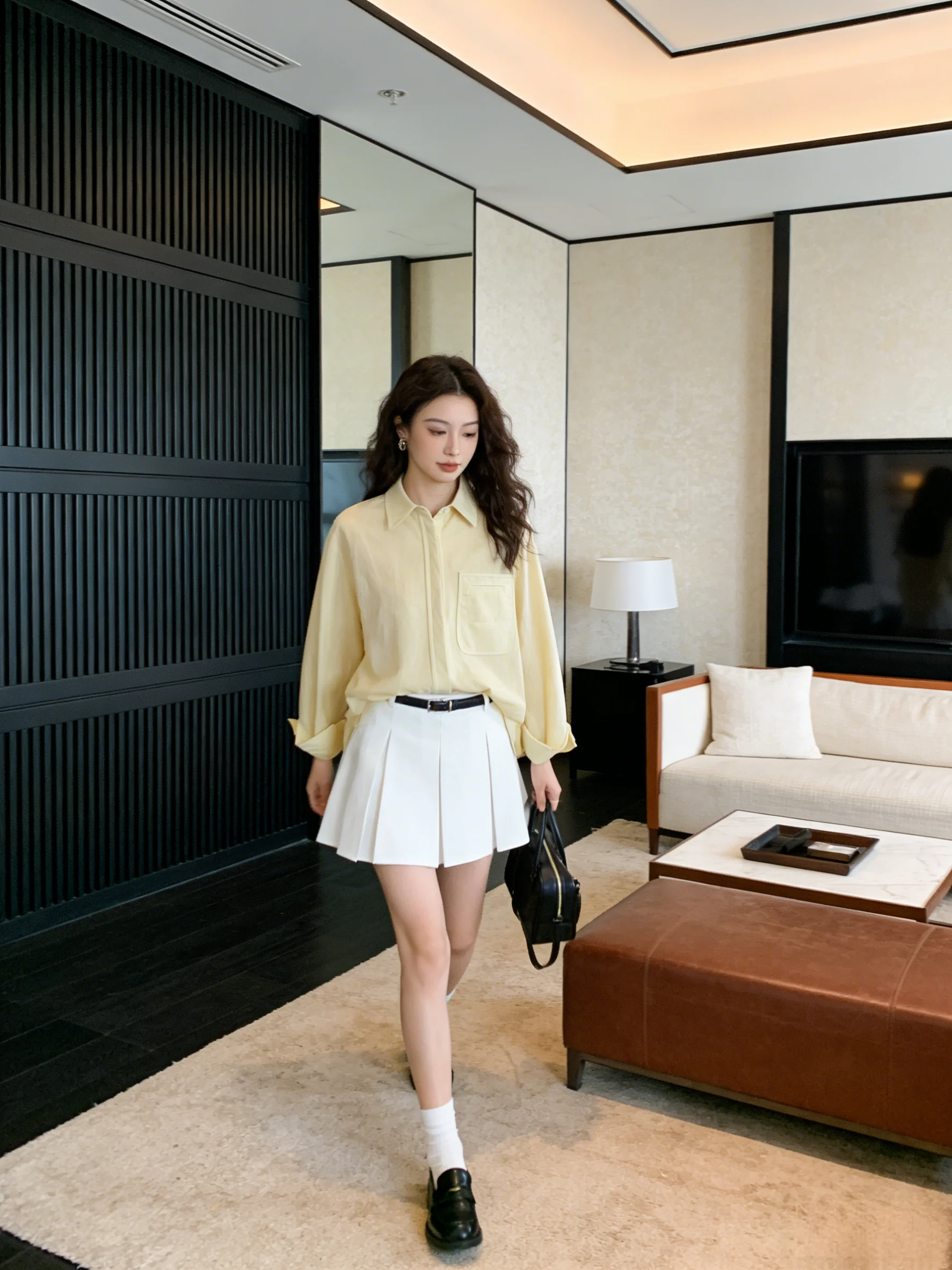 

Early Spring Commute Korean Sle Collar irt Jaet Simple Slimming White Sun Protection Open Cardigan Long Sve Wom...