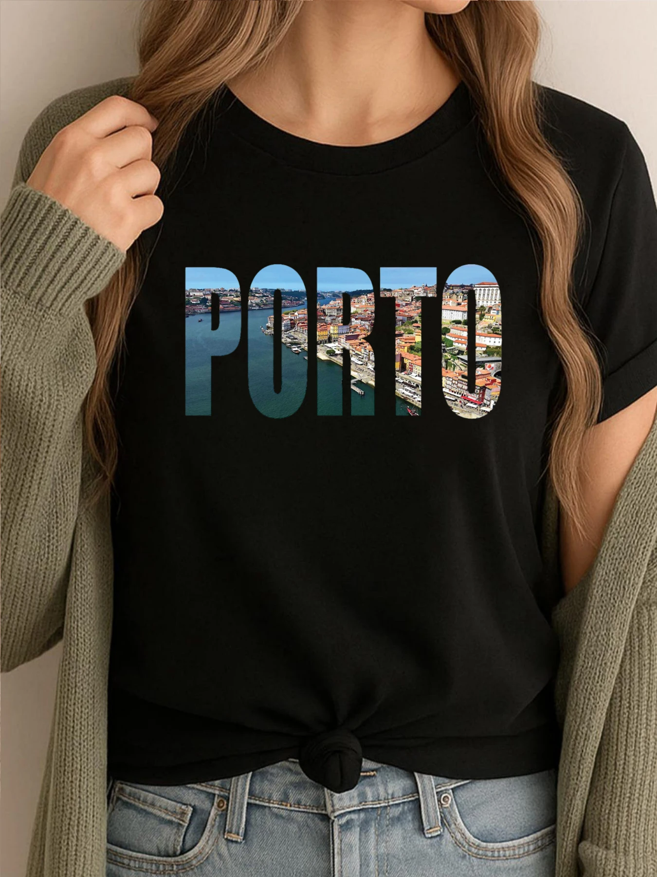 

Porto Graphic Tshirt Men SOFT Luxury T-Shirt High Quality Letter Printed Clothes Aesthetic Simple Trendy Tops