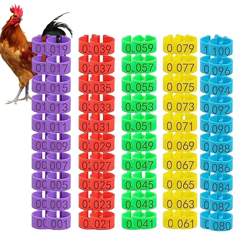 Chicken Leg Rings Chicken Numbered Foot Ring Poultry Clasp Foot Ring Easy Install & Remove Manually Poultry Carry Foot Rings