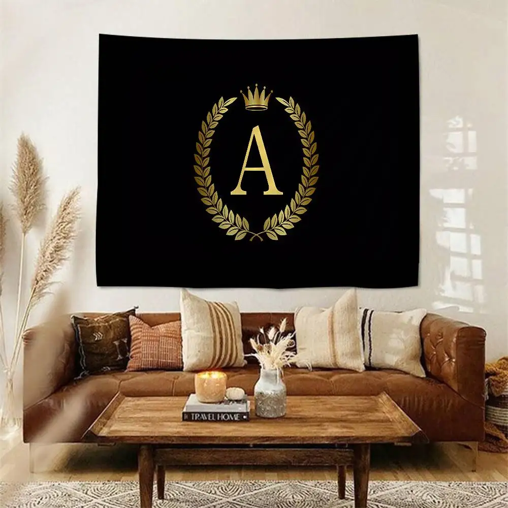 Black Golden Crown Letter Game Colorful Tapestry Wall Hanging Bohemian Wall Tapestries Mandala Wall Art Decor