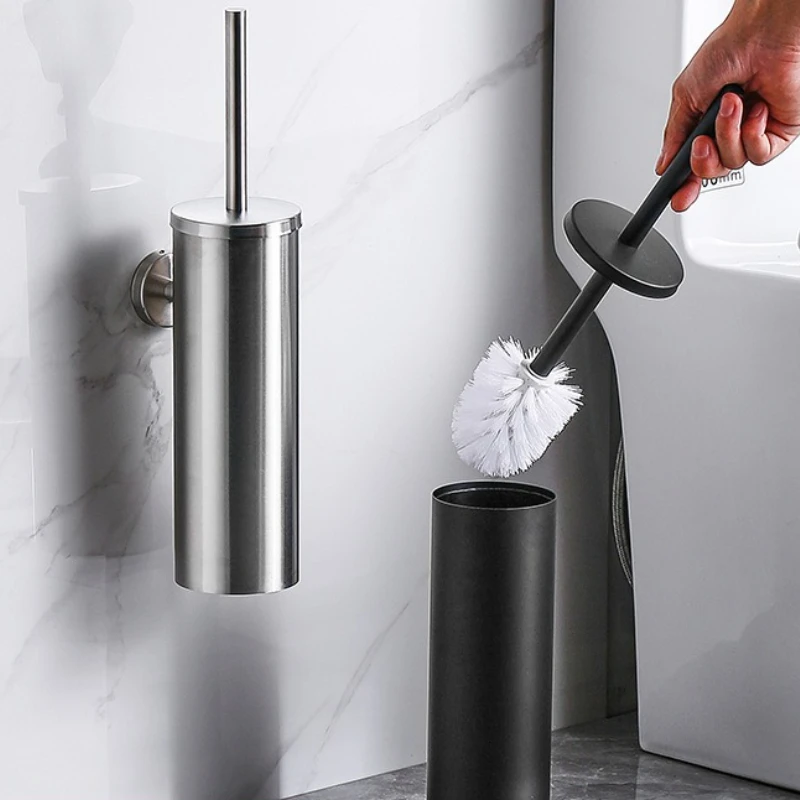 

Household Portable Stainless Steel Toilet Brush Holder Brushed Gold Wall Hanging Wall Enclosed Toilet Brush