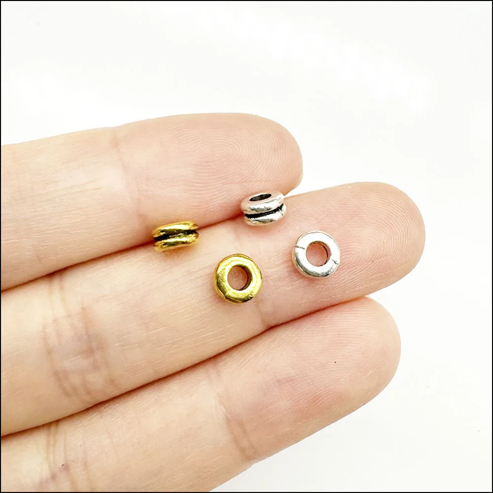 70Pcs Tibetan Silver Plated.  Antiqued Gold Plated, Bronze Plated Round Tube Spacer Beads 6mm