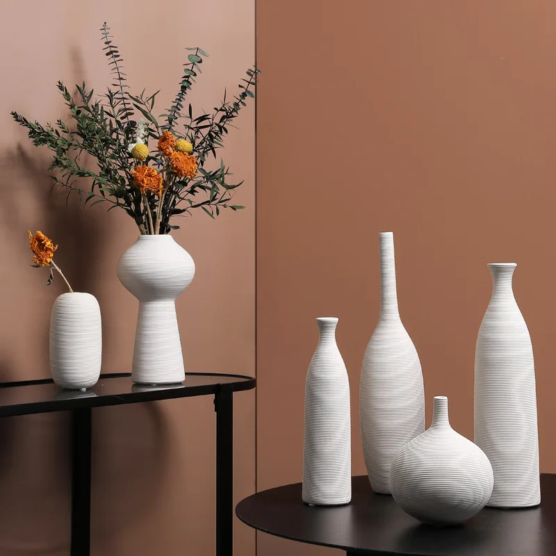 

Простая белая овощная керамическая ваза Ins украшения гостиная обеденный стол украшение дома мини-сушеный цветок мягкое украшение